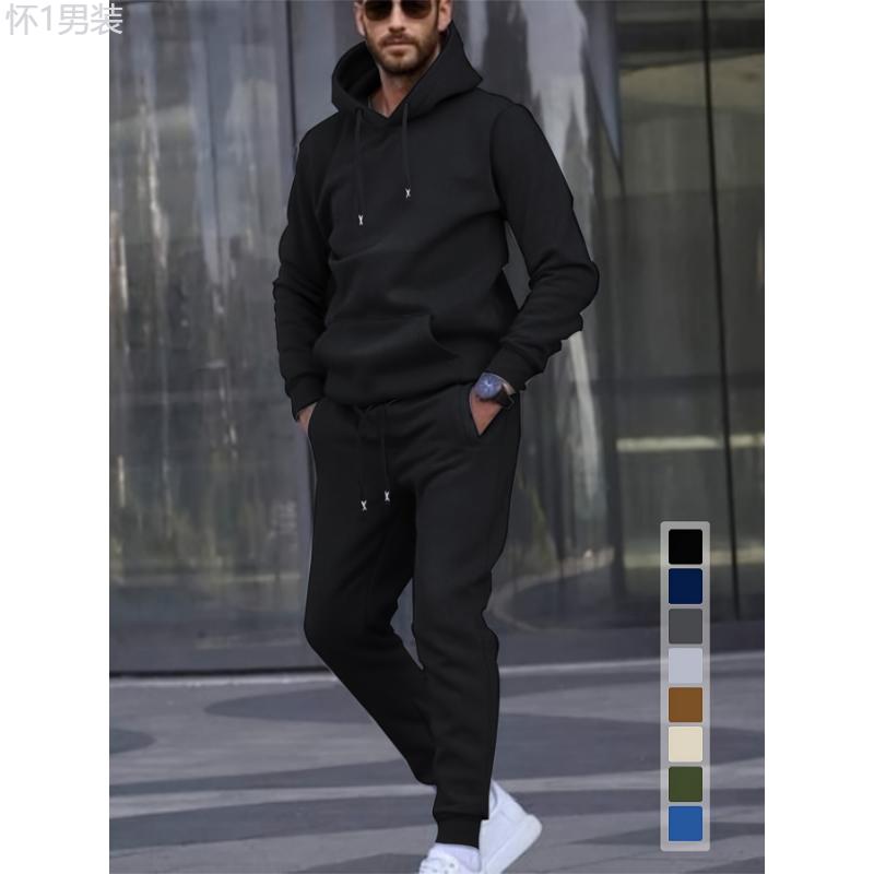 Men'S Casual Sports Set, Fashion Letter X Embroidered Belt,  Hoodie and Athletic Pants, Polyester Knit Sweatshirt and Joggers Outfit for Outdoor Fitness, Regular Fit, Autumn Winter Collection Clothing Fabric Menswear Collar Menswear Collar Stretch Suits