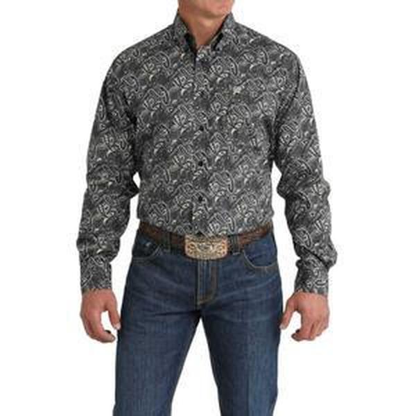 Cinch Men's Paisley Print Black Long Sleeve Shirt