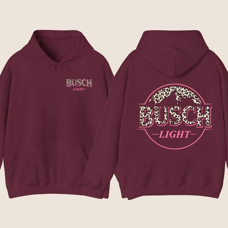 Busch Light Leopart Logo Hoodie - SweatShirt  - T-shirt , 2 side - Busch Light SweatShirt, Unisex Appeal , Every Color Available, For Men & For Women Sweater, Unisex Hoodie