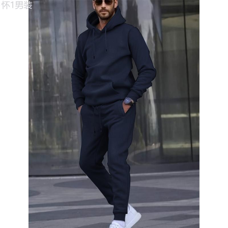 Men'S Casual Sports Set, Fashion Letter X Embroidered Belt,  Hoodie and Athletic Pants, Polyester Knit Sweatshirt and Joggers Outfit for Outdoor Fitness, Regular Fit, Autumn Winter Collection Clothing Fabric Menswear Collar Menswear Collar Stretch Suits