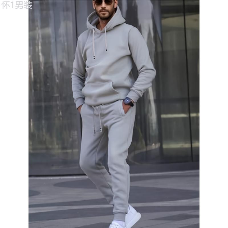 Men'S Casual Sports Set, Fashion Letter X Embroidered Belt,  Hoodie and Athletic Pants, Polyester Knit Sweatshirt and Joggers Outfit for Outdoor Fitness, Regular Fit, Autumn Winter Collection Clothing Fabric Menswear Collar Menswear Collar Stretch Suits