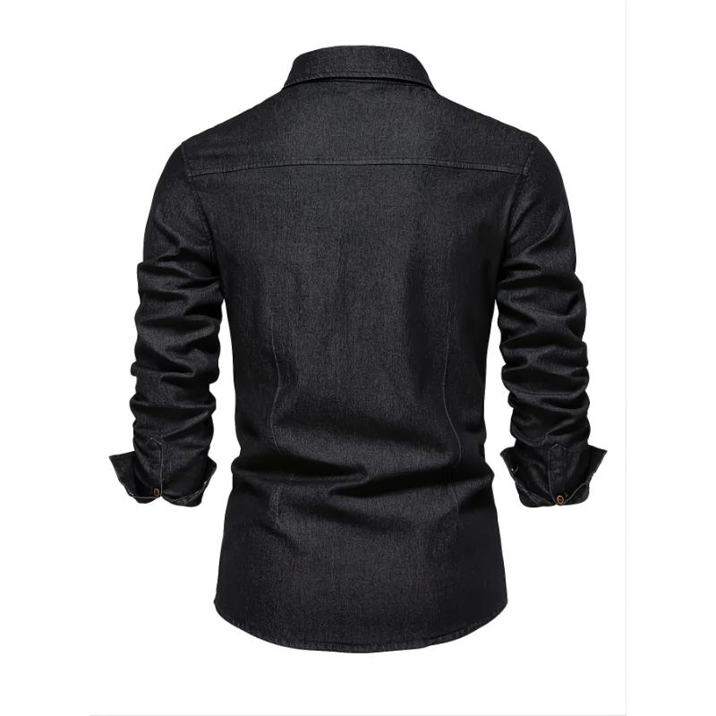 Denim Men's Shirt Top Turn-Down Collar Long Sleeve Closure Male Casual Shirt For Men Daily Vacation Streetwear