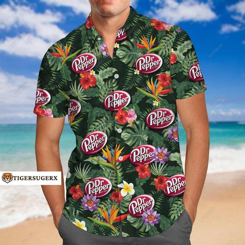 Dr Pepper Hawaiian T-Shirt, Dr Pepper Hawaiian Shirt, Dr-Pepper Beach Shorts, Dr Pepper Summer Pants, Vacation Shirt, Gift For Him