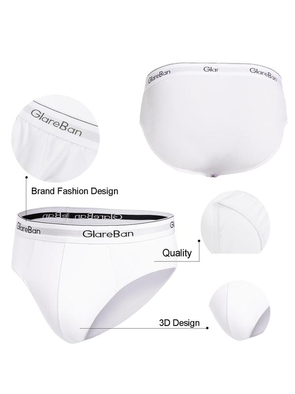 Men's Trendy Letter Tape Briefs, Casual Comfy Breathable Underwear for Daily Wear, Men's Underwear for All Seasons