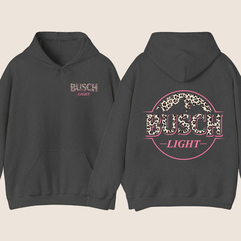 Busch Light Leopart Logo Hoodie - SweatShirt  - T-shirt , 2 side - Busch Light SweatShirt, Unisex Appeal , Every Color Available, For Men & For Women Sweater, Unisex Hoodie