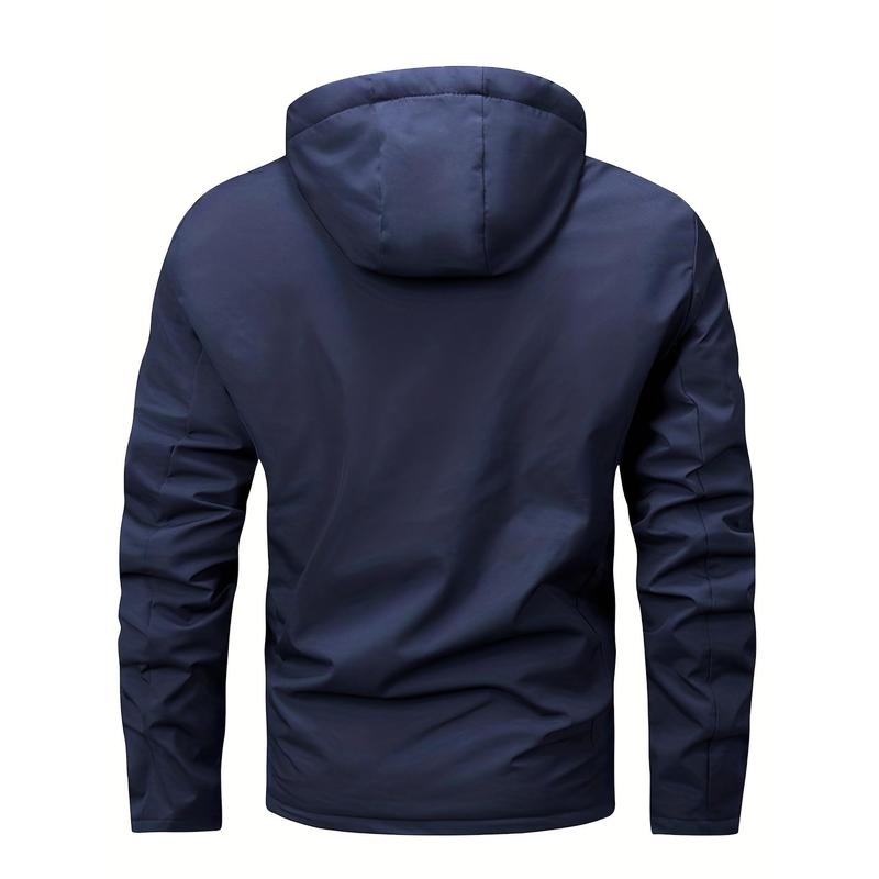 Warm Fleece Hooded Jacket, Men's Casual Winter Jacket Coat For Outdoor Activities