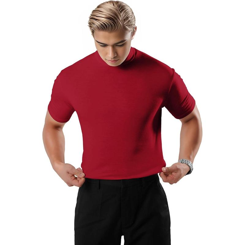 Short sleeve mock turtleneck basic tops lightweight slim fit pullover knitwear set knit sweater knitted sweater Wetsuit Pants Menswear Man turtleneck jacket knitted turtleneck knit tops