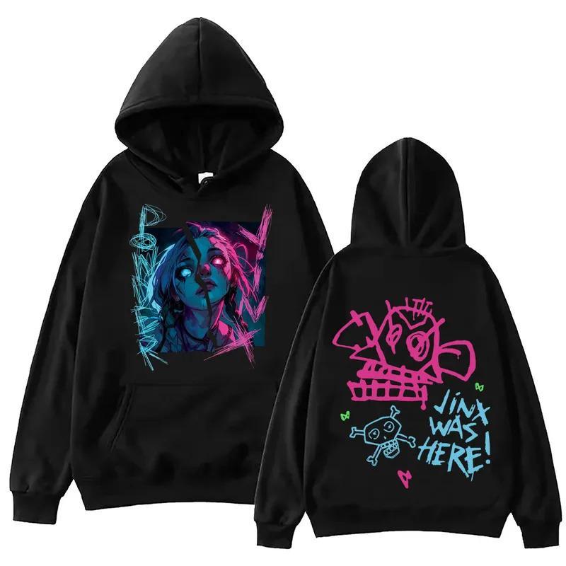 Arcane-Jinx Hoodie, Sweatshirt. T-Shirt,  Harajuku Hip Hop Pullover Tops, Unisex Vintage Streetwear League of Legends Shirt Anime Apparel fanmerch