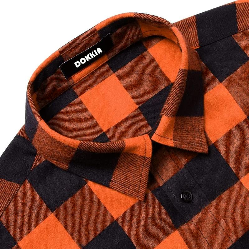 Men's Casual Dress Long Sleeve Buffalo Plaid Checkered Fitted Flannel Shirt