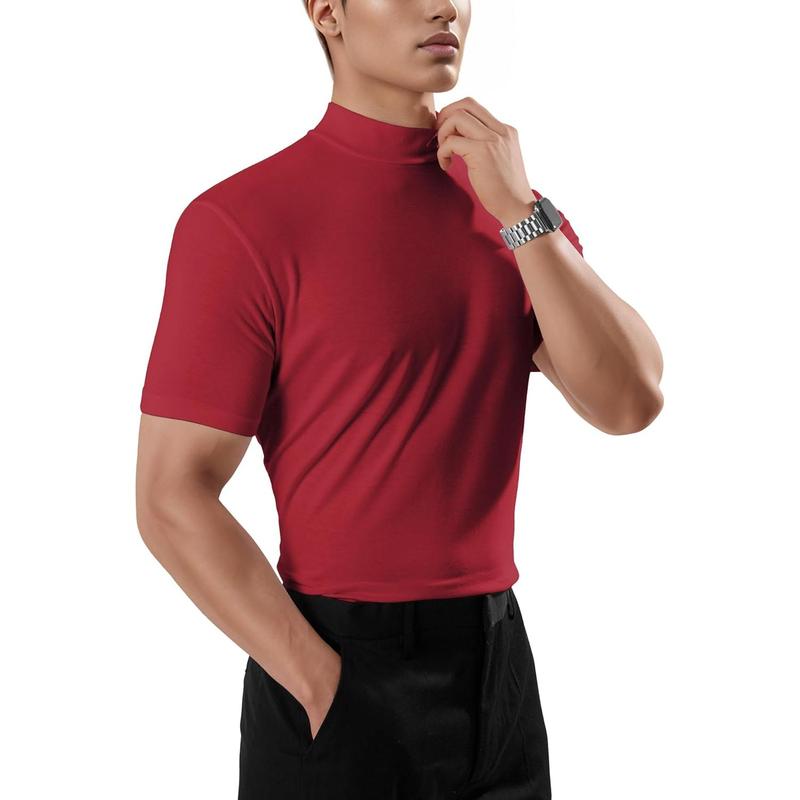 Short sleeve mock turtleneck basic tops lightweight slim fit pullover knitwear set knit sweater knitted sweater Wetsuit Pants Menswear Man turtleneck jacket knitted turtleneck knit tops