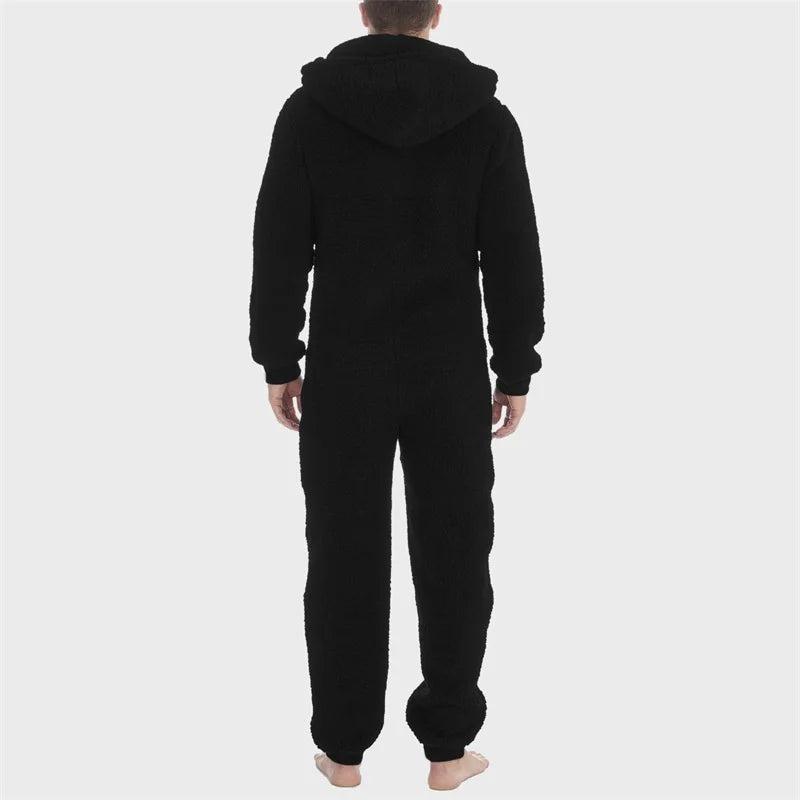 Men’s Cozy Fleece Hooded Jumpsuit -Adult Onesie| Full-Length Zipper Pajamas for Winter & Fall ❄️ Warm Sleepwear Comfort