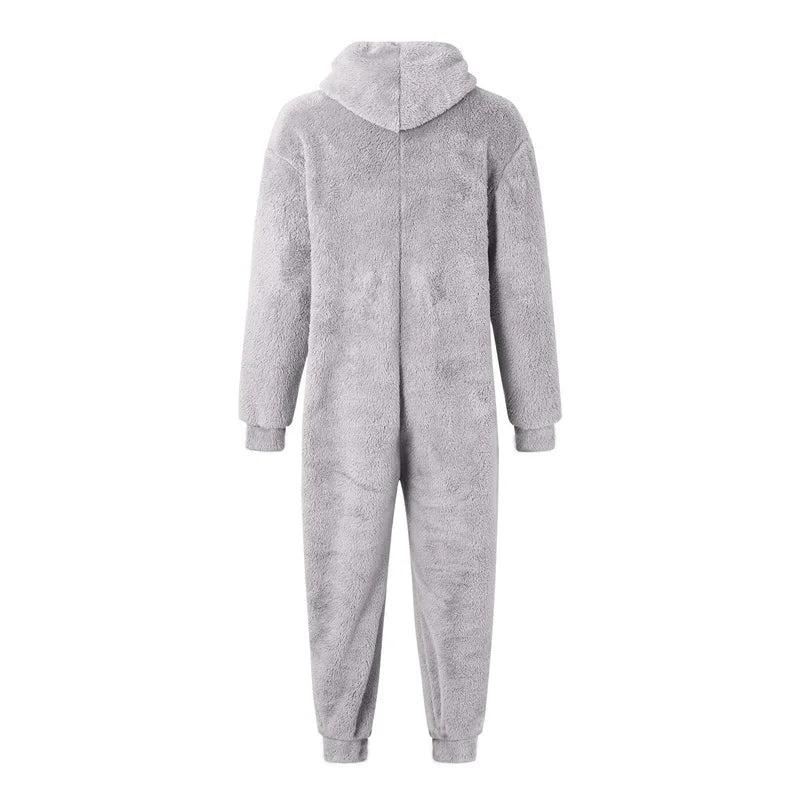 Men’s Cozy Fleece Hooded Jumpsuit -Adult Onesie| Full-Length Zipper Pajamas for Winter & Fall ❄️ Warm Sleepwear Comfort