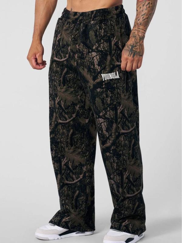 YOUNGLA American trendy casual pants digital camouflage print straight trousers sports fitness loose wide-leg pants