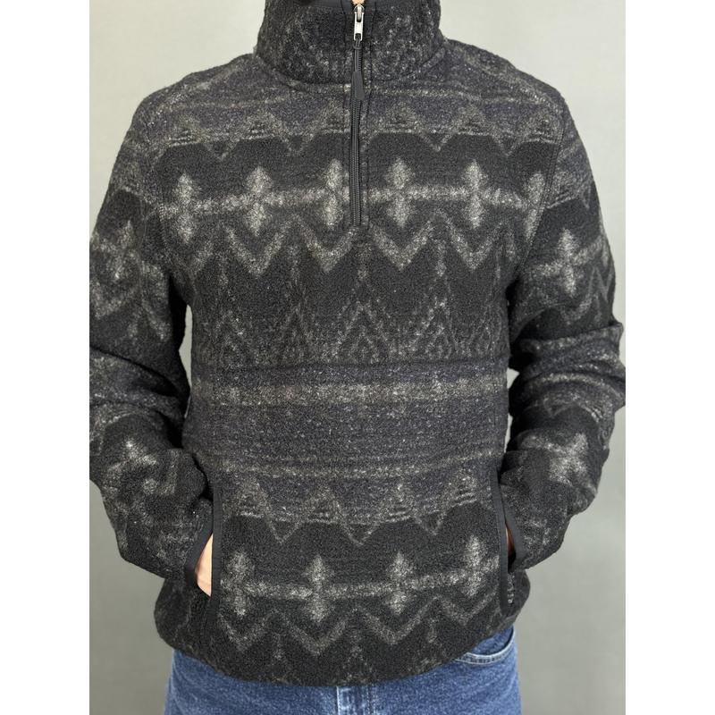 ROCK & ROLL BLACK AZTEC PRINTED BERBER PULLOVER