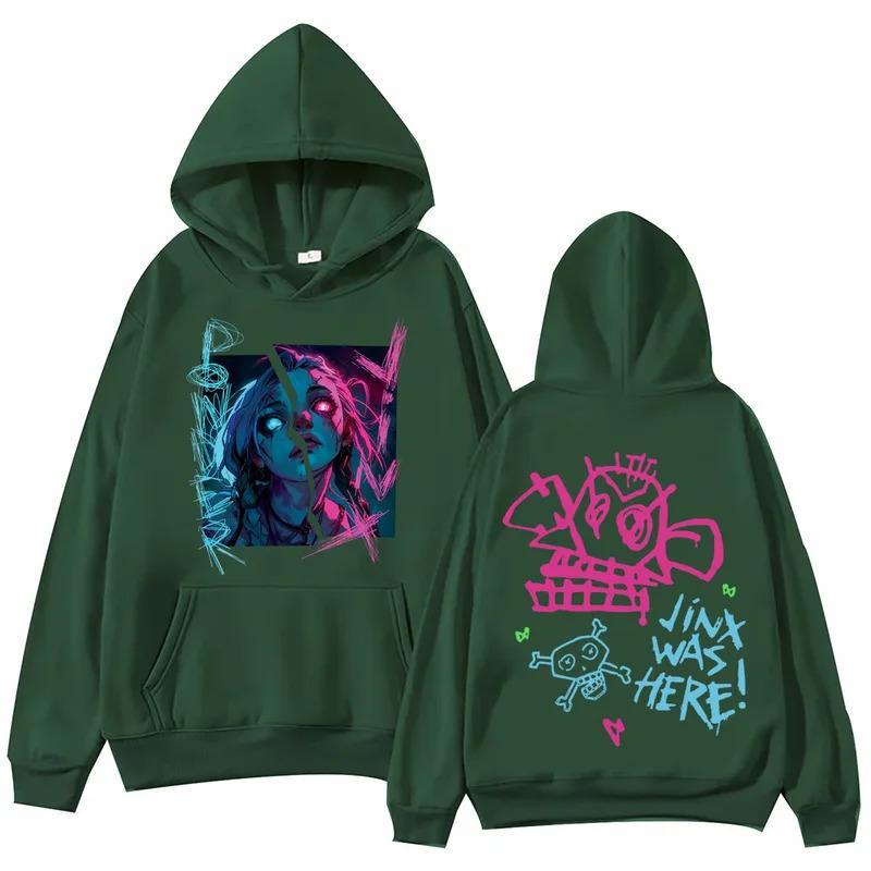 Arcane-Jinx Hoodie, Sweatshirt. T-Shirt,  Harajuku Hip Hop Pullover Tops, Unisex Vintage Streetwear League of Legends Shirt Anime Apparel fanmerch