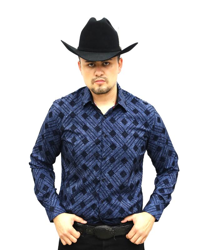 VS100L-FPMSFL-KF-19-5-NAVY- Men's Vaquero Signature Fashion Shirts Menswear