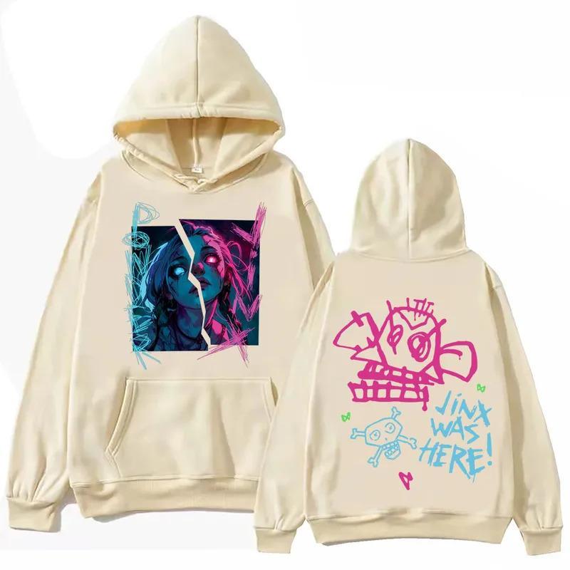 Arcane-Jinx Hoodie, Sweatshirt. T-Shirt,  Harajuku Hip Hop Pullover Tops, Unisex Vintage Streetwear League of Legends Shirt Anime Apparel fanmerch