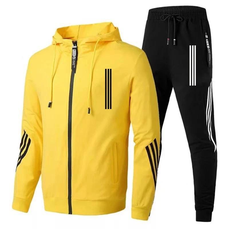 2024 Men's Hoodies+Pants Sets Triple Slant Hoodie Jacket Sport Zipper Tracksuits Sports Jogging Male Fitness Clothing Two Piece