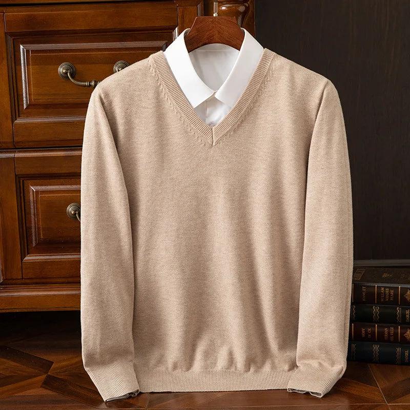 Super Cashmere Sweater Men Thick Pullover Autumn Winter Warm Classic V-neck Clothes Male Jumper Jersey Hombre Pull Homme 4XL