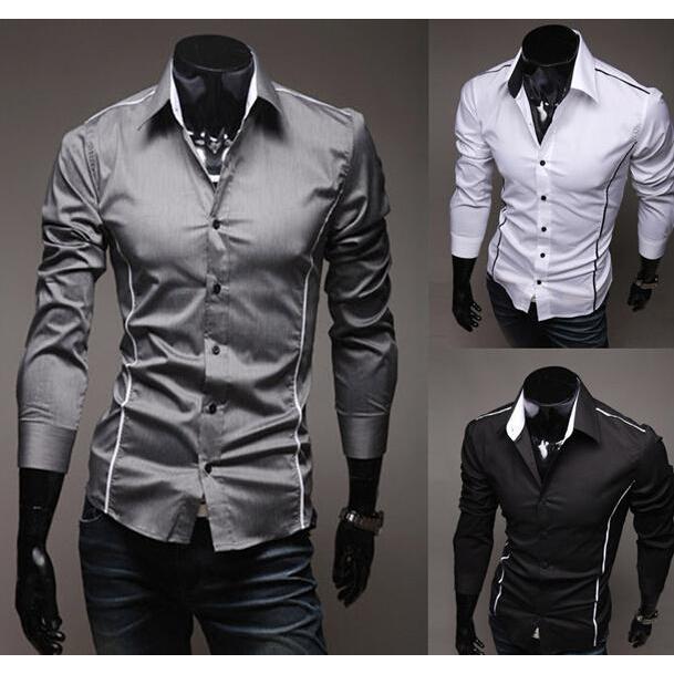 Men Shirt Fashion Cotton Slim Men Shirt Long Sleeve High Quality Casual Black White Gray Men Shirt For Men