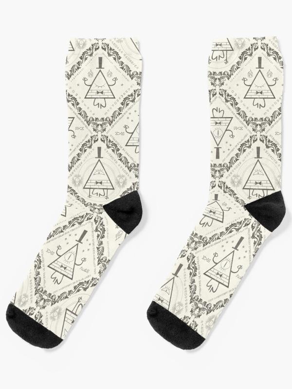 Bill Cipher Gravity Falls Wallpaper Pattern White Socks