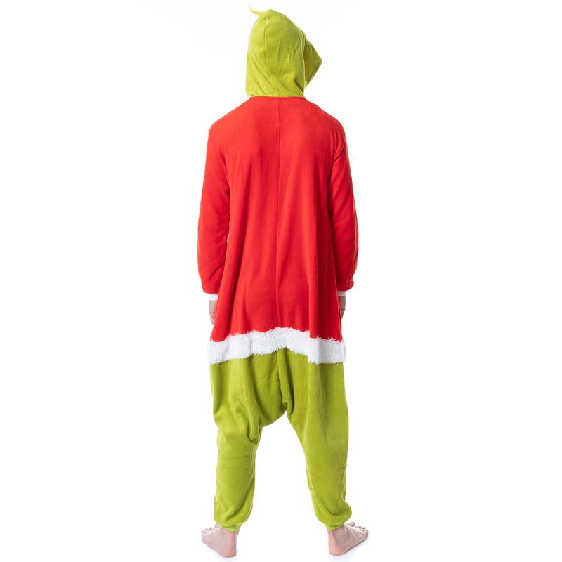 Mens' The Grinch Santa Hooded Costume Union Suit One-Piece Pajama