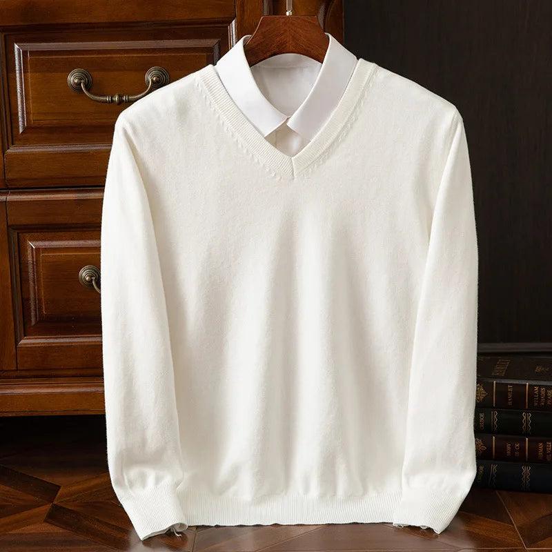 Super Cashmere Sweater Men Thick Pullover Autumn Winter Warm Classic V-neck Clothes Male Jumper Jersey Hombre Pull Homme 4XL