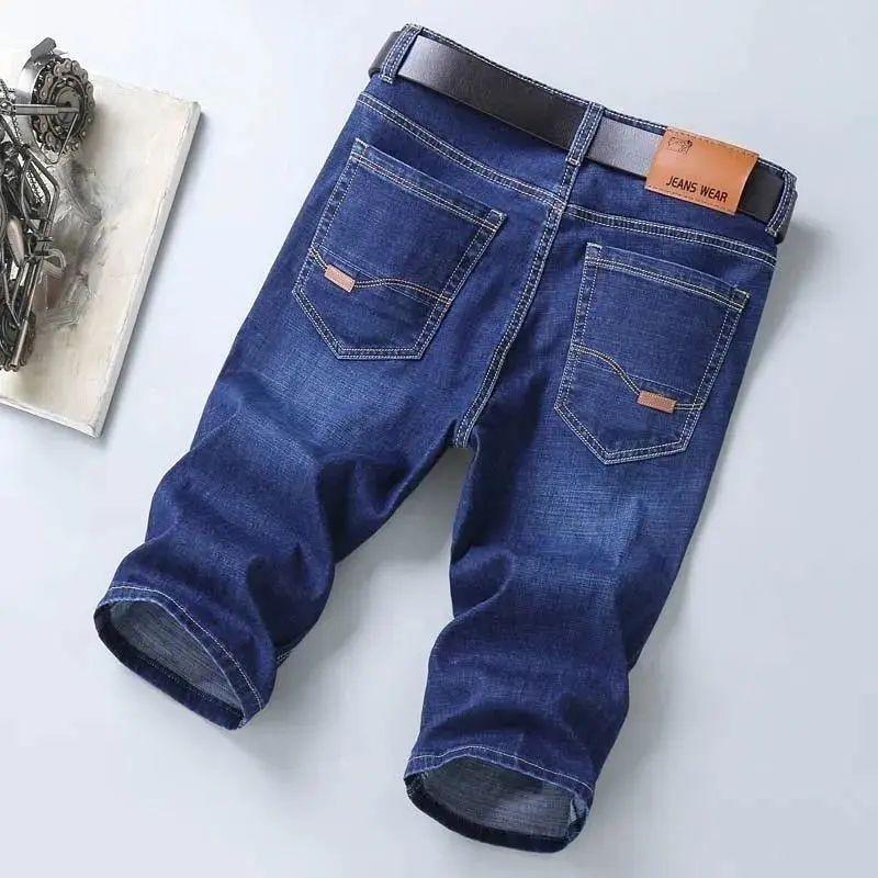 2024 New Arrivals Men Short Denim Jeans Thin Knee Length New Casual Cool Summer Pants Short Elastic Daily High Quality Trousers