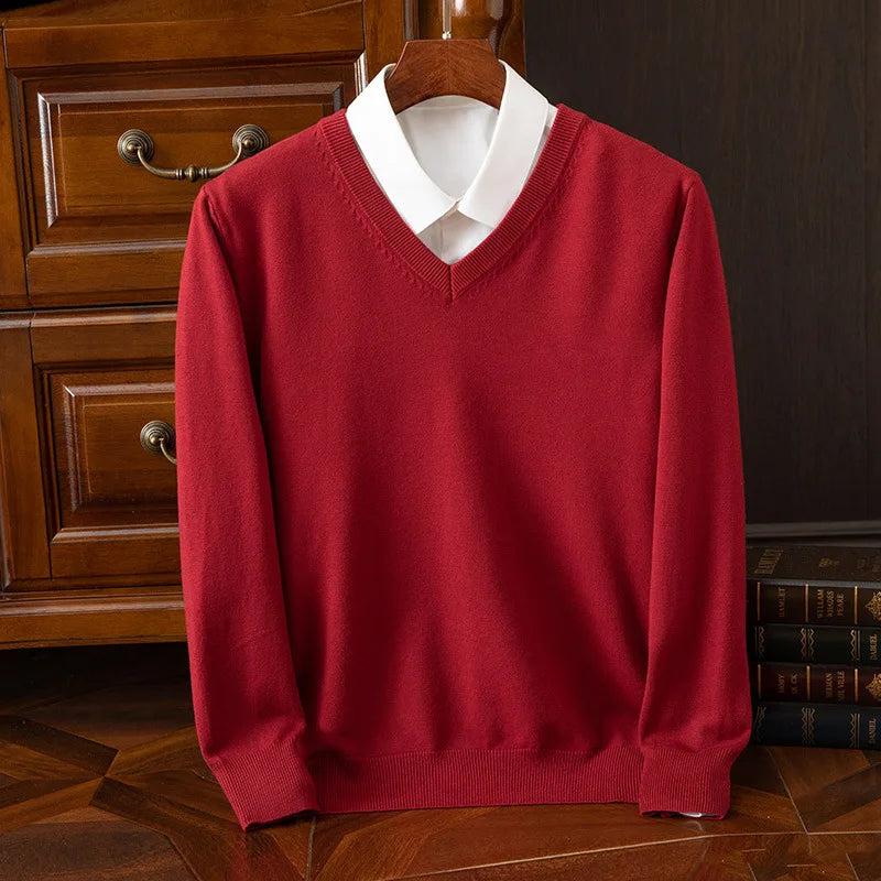 Super Cashmere Sweater Men Thick Pullover Autumn Winter Warm Classic V-neck Clothes Male Jumper Jersey Hombre Pull Homme 4XL