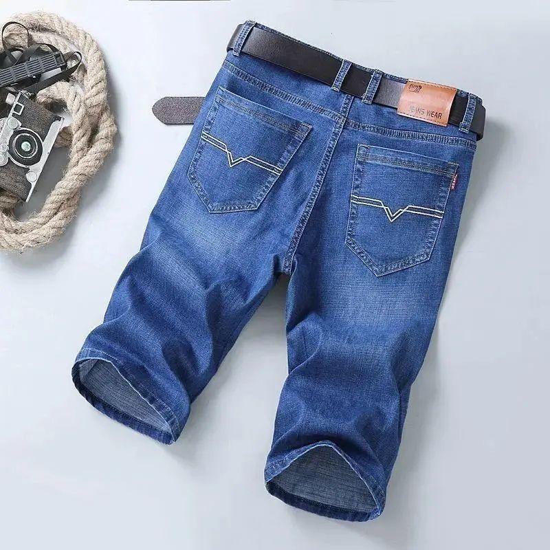 2024 New Arrivals Men Short Denim Jeans Thin Knee Length New Casual Cool Summer Pants Short Elastic Daily High Quality Trousers