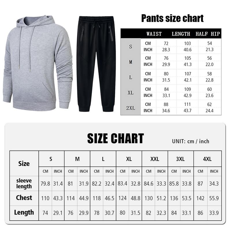 Men's 2-Piece Tracksuit Set with Pockets, Cotton Hoodies with Trousers, Baggy Sports Suit, Leisure and Travel Suit Long Sleeve Clothing