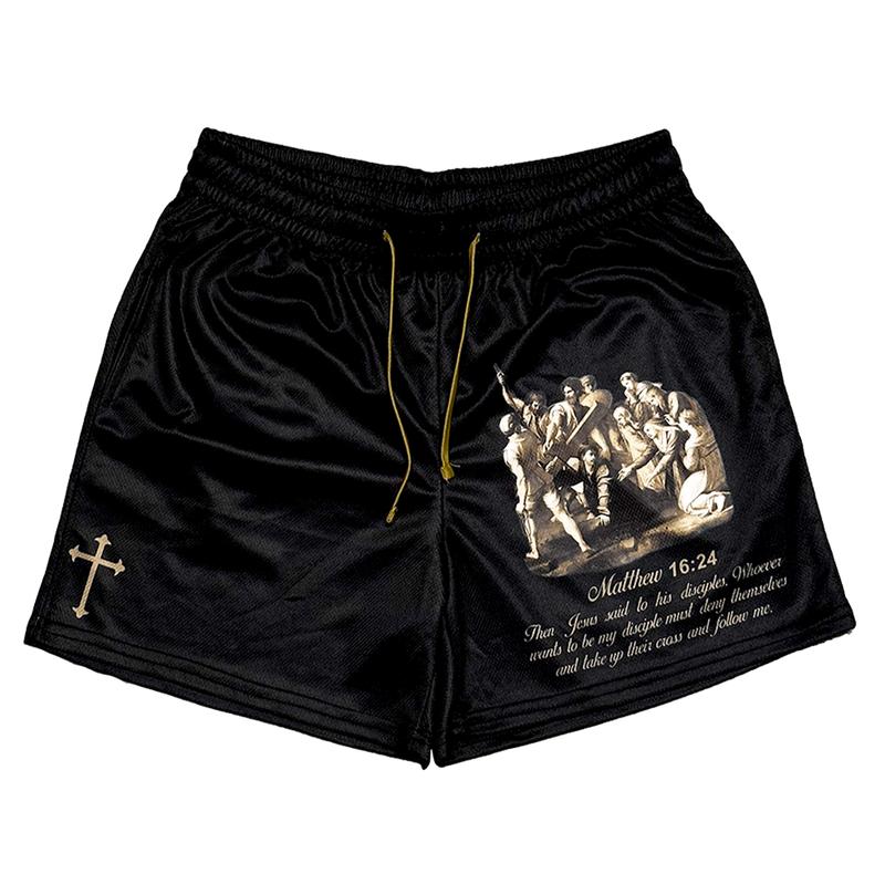 Matthew 16:24 Mesh Shorts - Black