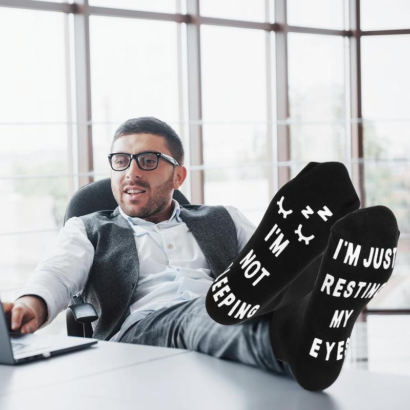 Mens Gifts Funny Socks, Birthday Gifts for Men, Stocking Stuffers Gifts from Daughter Son Wife, Men Husband Grandpa Women idea Fathers Day Christmas Im Not Sleeping Funny Socks