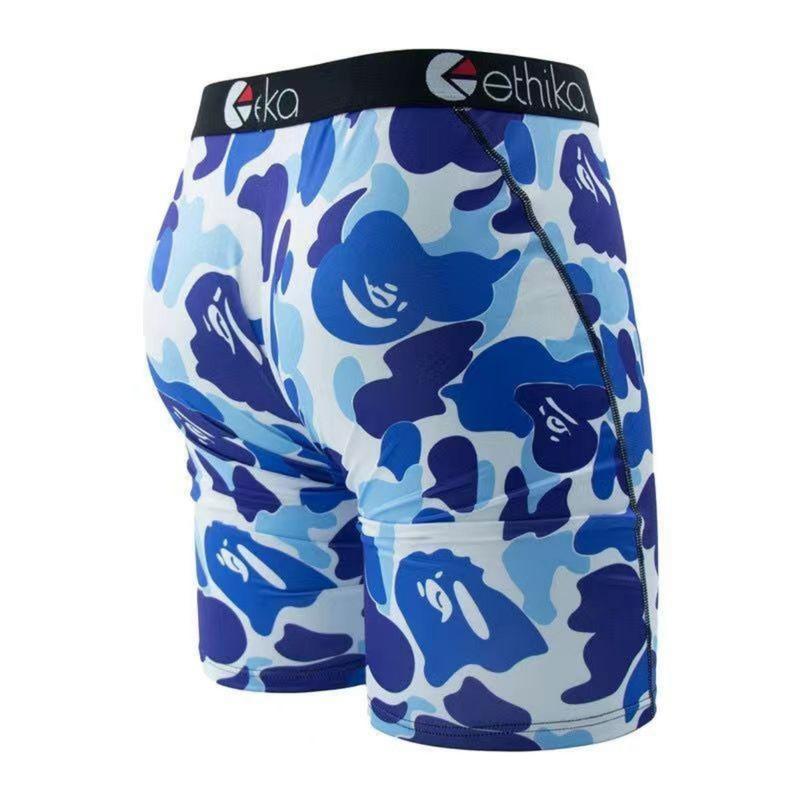 3 Pack Ethika New Men's Casual and Comfortable Underwear Sexy Printed Long Breathable Boxer Shorts Boy Fitness Cycling Shorts Boys' Lightweight Boys Sharks