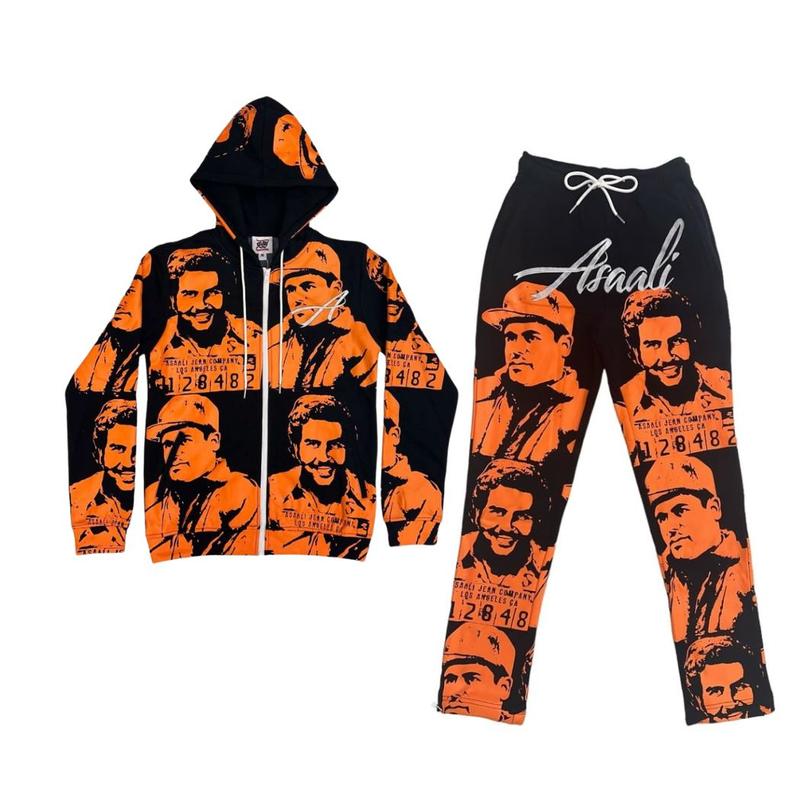 Orange OG Cartel Hoodie and Sweatpants set, 3d hoodie for men, Sweatpants for men, gift for Him, Luxury hoodie