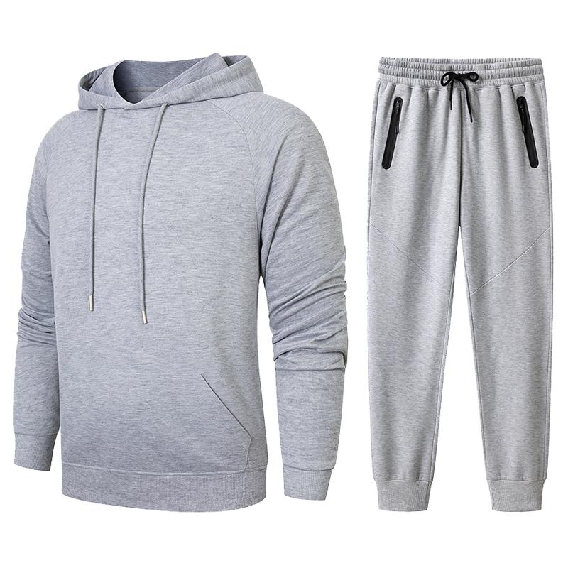 Men's 2-Piece Tracksuit Set with Pockets, Cotton Hoodies with Trousers, Baggy Sports Suit, Leisure and Travel Suit Long Sleeve Clothing