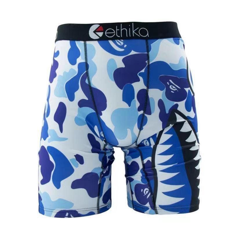 3 Pack Ethika New Men's Casual and Comfortable Underwear Sexy Printed Long Breathable Boxer Shorts Boy Fitness Cycling Shorts Boys' Lightweight Boys Sharks