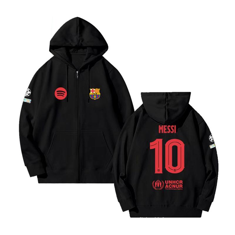 [Christmas Gift] MESSI 10 24-25 Barcelona Barcelona Away YAMAL 19 Soccer Fan Hoodie Men's Loose Hooded Sweatshirt   RAFINHA 11