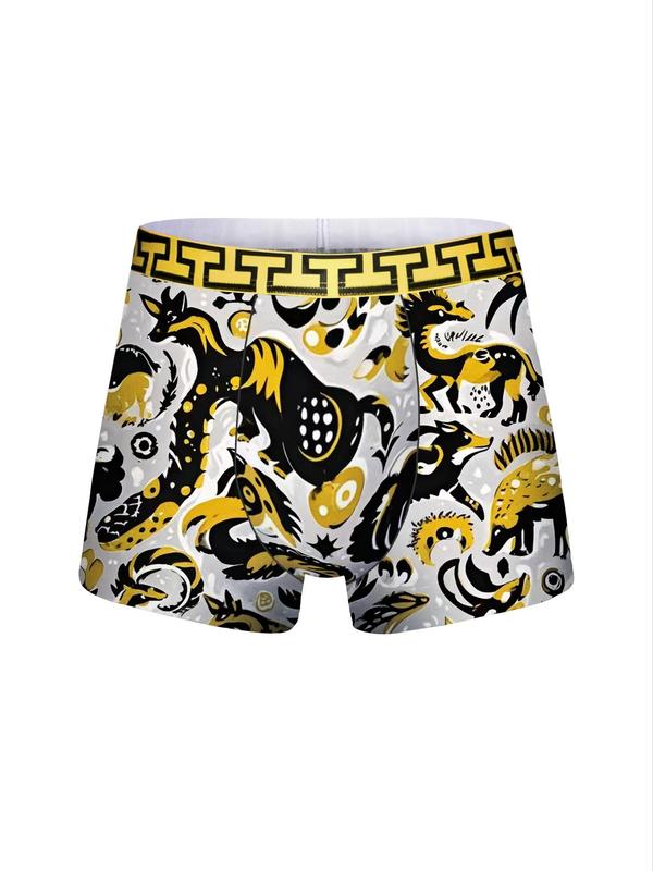 10pcs Random Men's Baroque Pattern Print Boxer Brief, Breathable Comfortable Elastic Waist Underwear for Daily Wear, Casual Men's Underwear for All Seasons