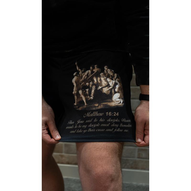 Matthew 16:24 Mesh Shorts - Black