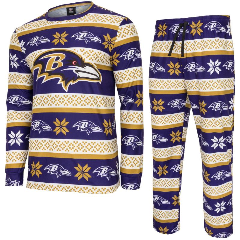 Baltimore Teams Winter XMAS Pajama Pants Longsleeve Holiday Set