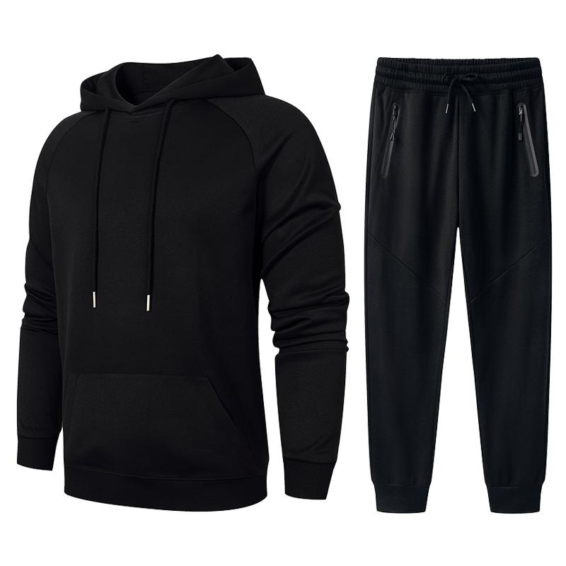 Men's 2-Piece Tracksuit Set with Pockets, Cotton Hoodies with Trousers, Baggy Sports Suit, Leisure and Travel Suit Long Sleeve Clothing