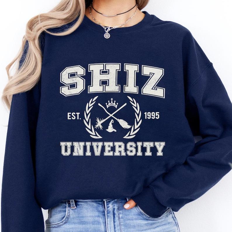 Shiz University Sweatshirt, Wickeds Shirt, Wizard Shiz Uni Shirt, Musical Movie Sweater, Defy Gravity Broomstick Magic Wand Shirt