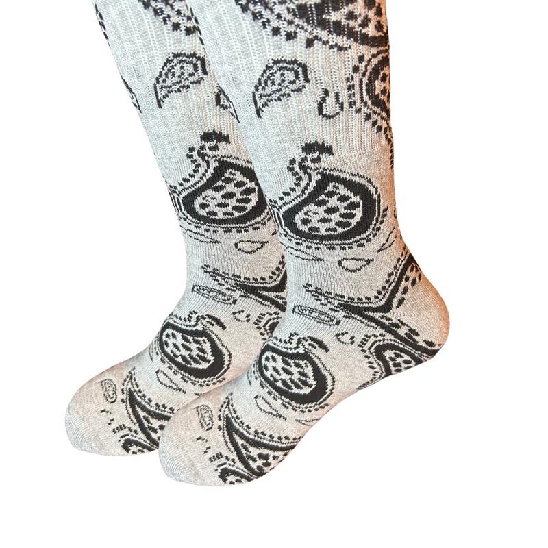 Unisex Paisley Bandana Print Thick Winter Crew Socks for Men Size 7-12 Menswear Classic Stylish