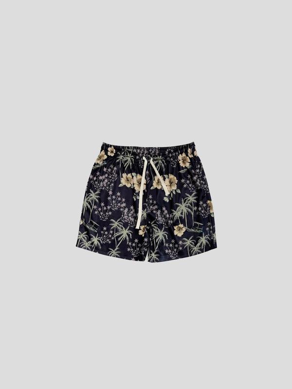 Men's Floral Print Drawstring Waist Shorts, Regular Fit Casual Pocket Elastic Waist Beach Shorts, Summer Bottoms for Men