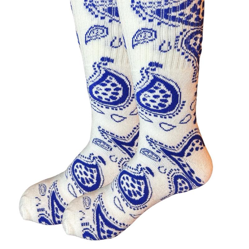 Unisex Paisley Bandana Print Thick Winter Crew Socks for Men Size 7-12 Menswear Classic Stylish