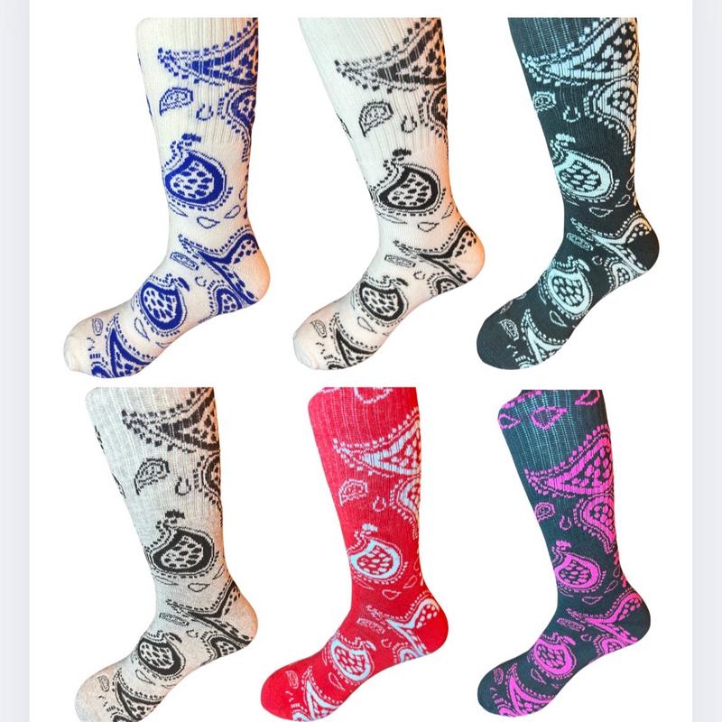 Unisex Paisley Bandana Print Thick Winter Crew Socks for Men Size 7-12 Menswear Classic Stylish