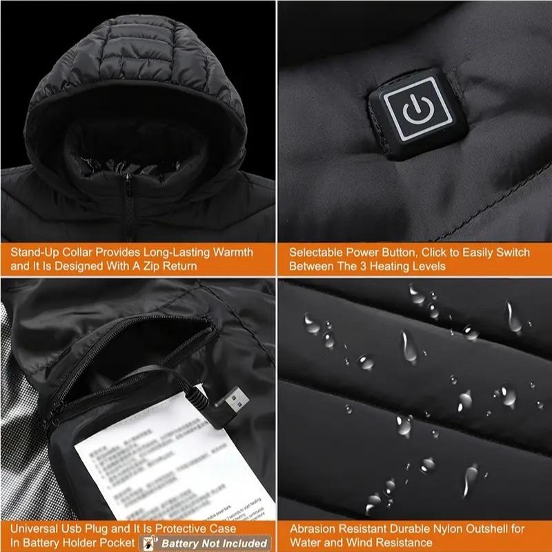 Outdoor Sports Essential: Unisex Rechargeable Heating Jacket with 9 Heat Zones outdoor job casual lapel Menswear Coats