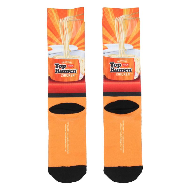 Nissen Top Ramen Socks Men's Socks The Original Noodle Lunch Design Sublimated Adult Mid-Calf Novelty Crew Socks