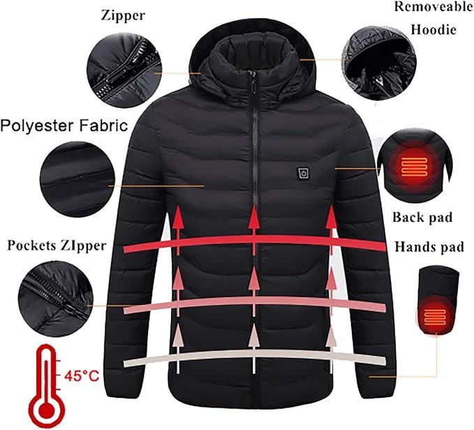 Outdoor Sports Essential: Unisex Rechargeable Heating Jacket with 9 Heat Zones outdoor job casual lapel Menswear Coats